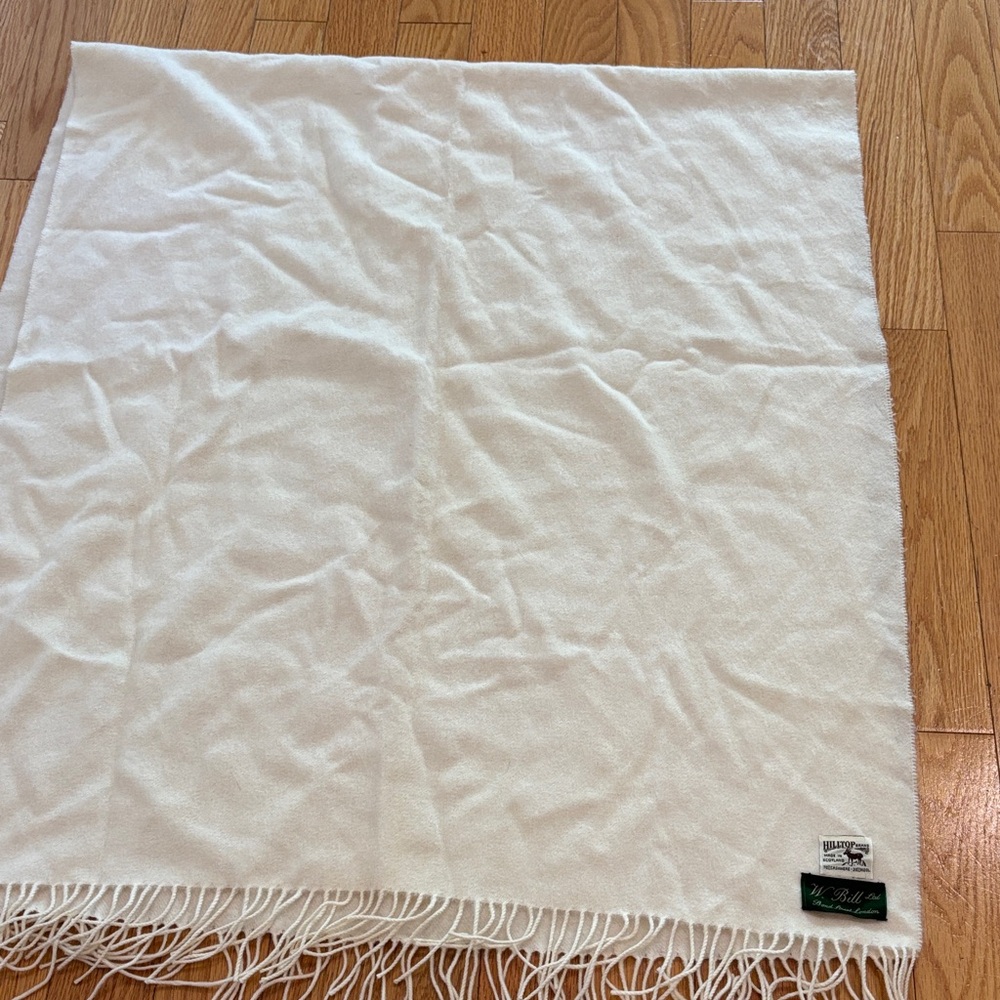 Cream Cashmere Fringed scarf by Hilltop